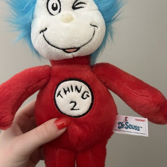 Dr. Seuss Thing 2 Aurora World Plush Plushy Stuffed Animal Winking Red Blue - Picture 3 of 5
